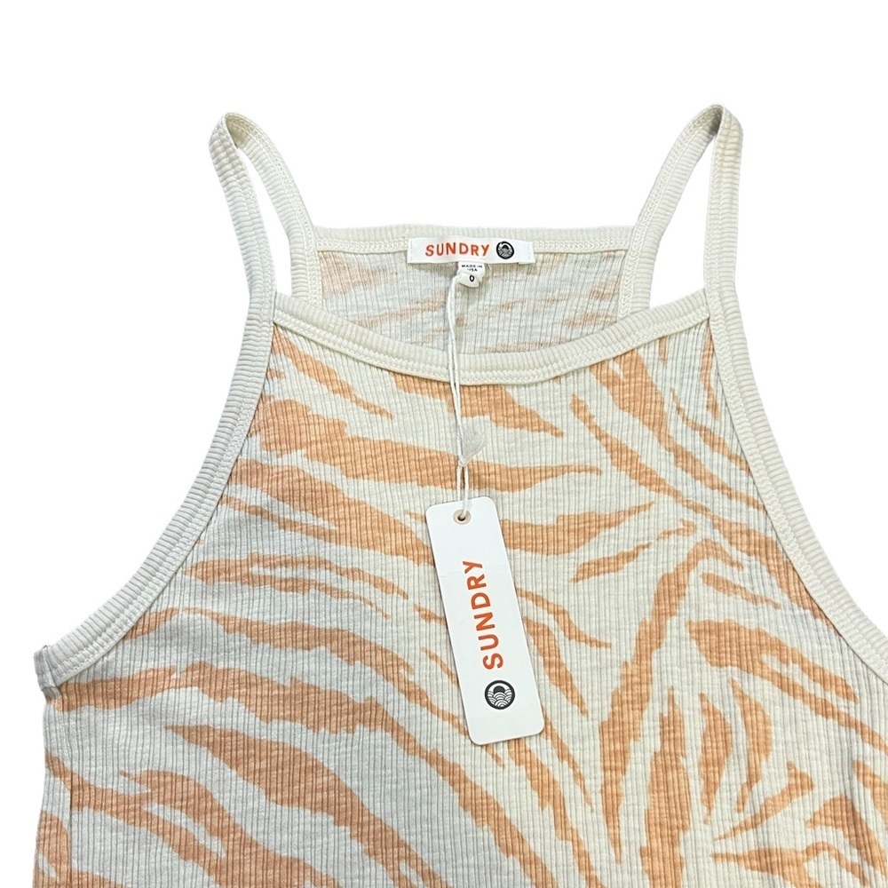 SUNDRY Zebra Strappy Tank in Bone - Picture 5 of 7
